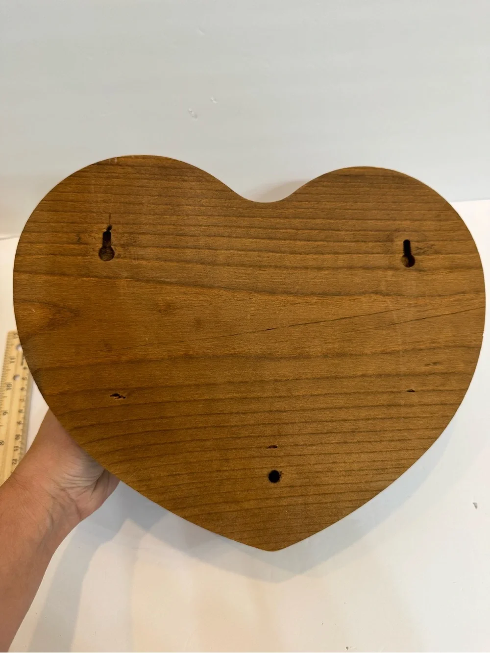 VTG Country Wooden Heart Wall Shelf With Blue Flower Accents Cottagecore